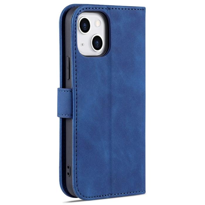 AZNS - AZNS iPhone 15 Plus Fodral Ställ Wallet PU Läder - Blå
