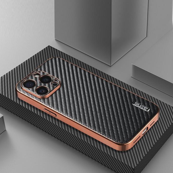 AZNS - AZNS iPhone 15 Pro Fodral Electroplating PU+TPU - Svart
