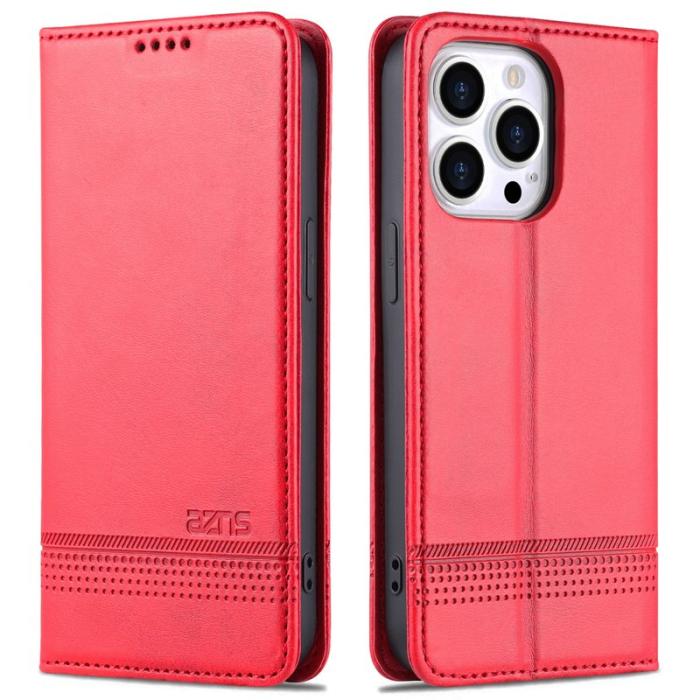 AZNS - AZNS iPhone 15 Pro Fodral i PU-läder - Full skydd - Röd