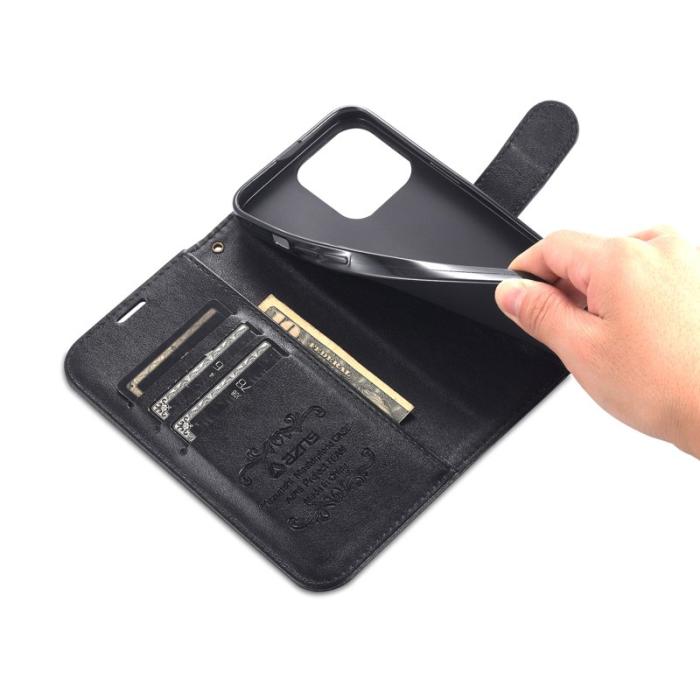 AZNS - AZNS iPhone 15 Pro Fodral i PU-läder - Full Skydd - Svart