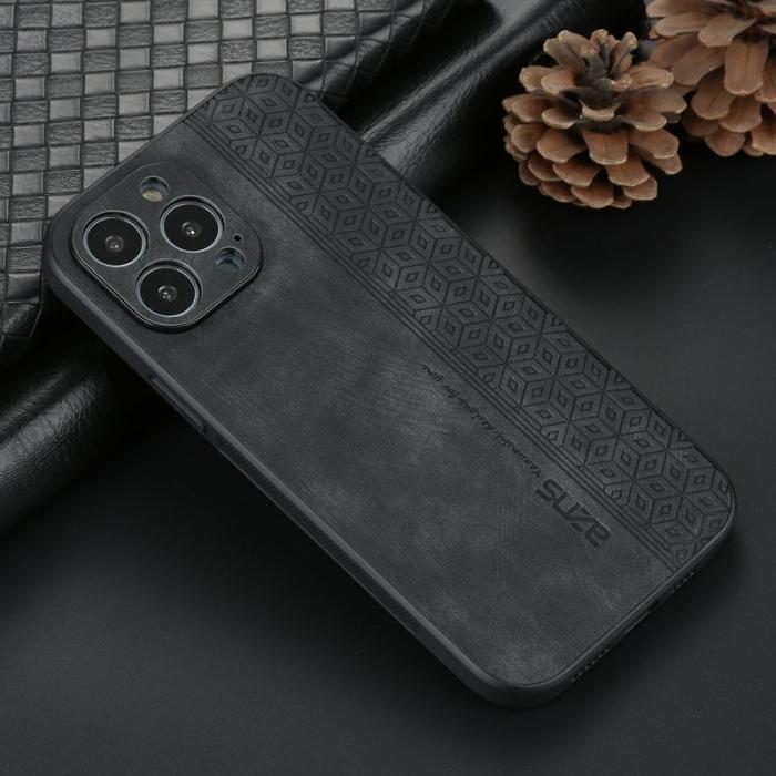 AZNS - AZNS iPhone 15 Pro Fodral PU Läder Coated TPU - Svart