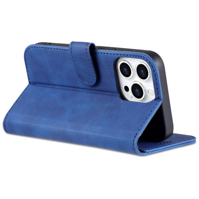 AZNS - AZNS iPhone 15 Pro Fodral Ställ Wallet PU Läder - Blå
