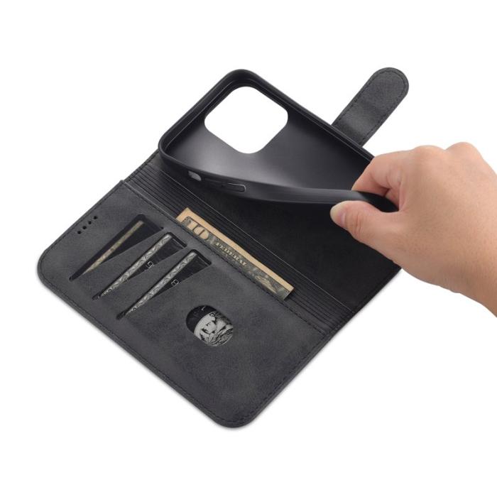 AZNS - AZNS iPhone 15 Pro Max Plånboksfodral Stand Konstläder - Svart