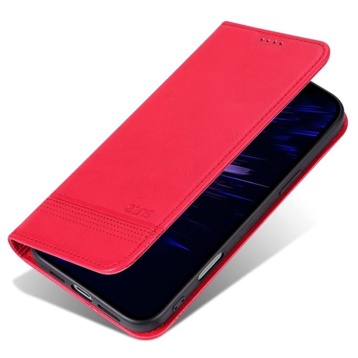 AZNS - AZNS iPhone 16 Fodral Äkta läder Plånboksfodral - Röd