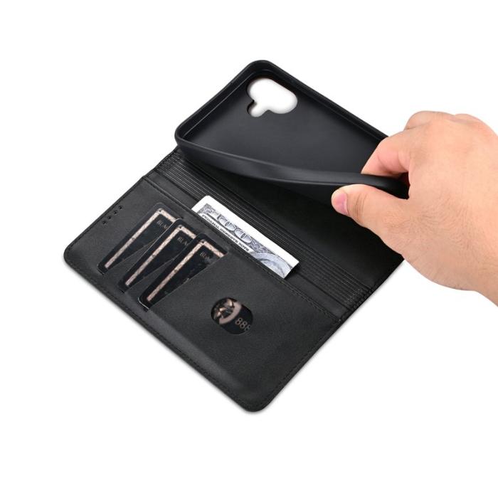 AZNS - AZNS iPhone 16 Fodral Äkta läder Plånboksfodral - Svart