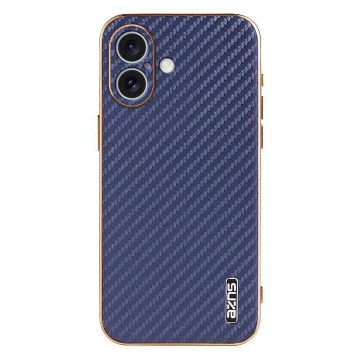 AZNS - AZNS iPhone 16 Fodral Electroplating Kolfiber PU+TPU - Blå