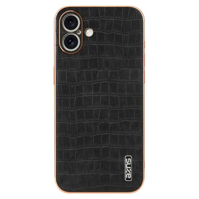 AZNS - AZNS iPhone 16 Fodral Electroplating Krokodil PU+TPU - Svart