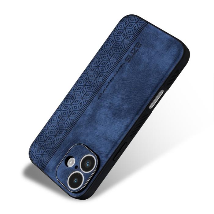 AZNS - AZNS iPhone 16 Fodral Skyddande PU Läder - Blå