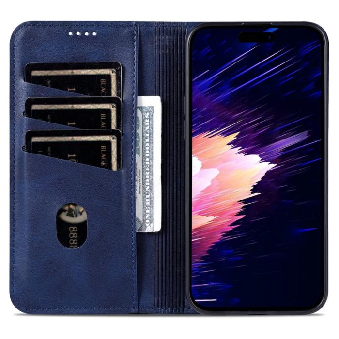 AZNS - AZNS iPhone 16 Plus Fodral Äkta läder - Blå