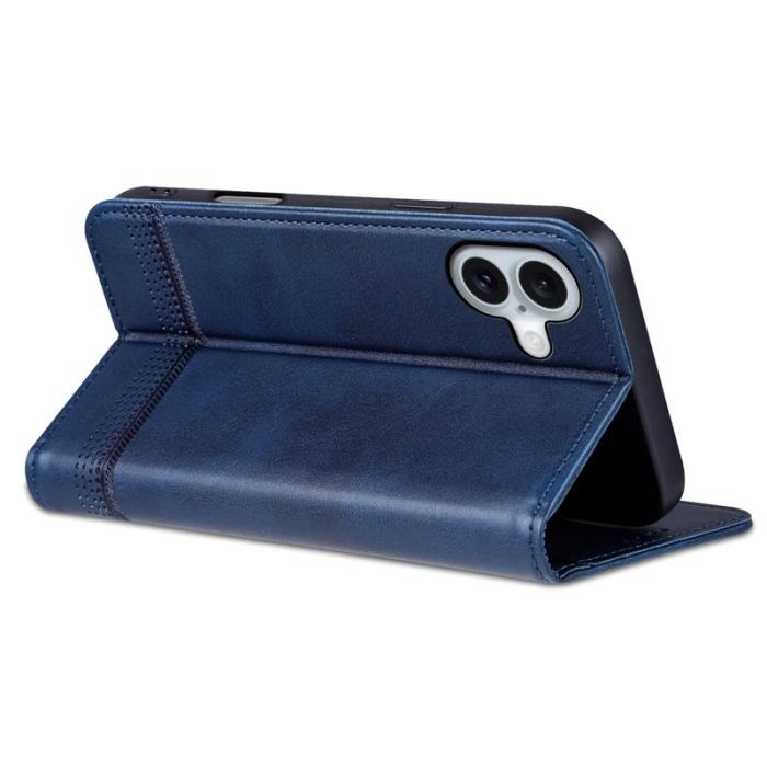AZNS - AZNS iPhone 16 Plus Fodral Äkta läder - Blå