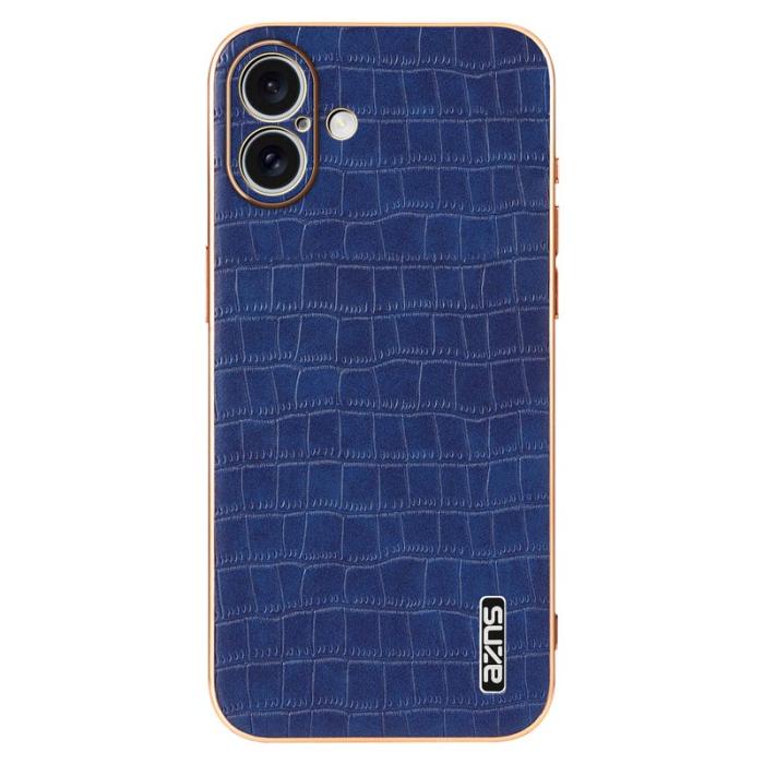 AZNS - AZNS iPhone 16 Plus Fodral Electroplating Krokodil PU+TPU - Blå