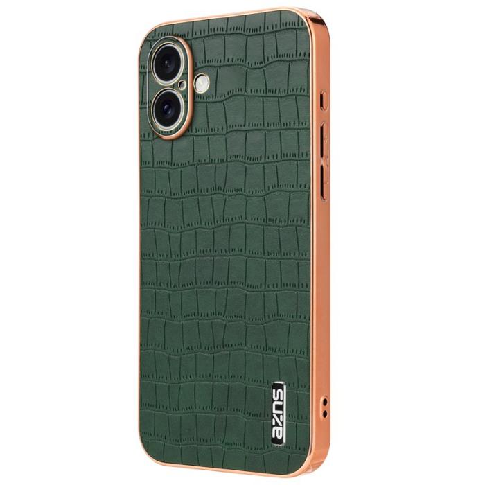 AZNS - AZNS iPhone 16 Plus Fodral Electroplating Krokodil PU+TPU - Grön