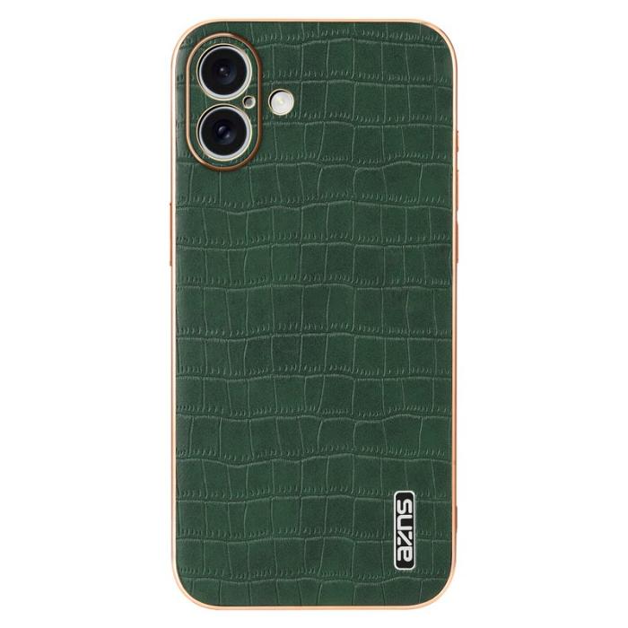 AZNS - AZNS iPhone 16 Plus Fodral Electroplating Krokodil PU+TPU - Grön