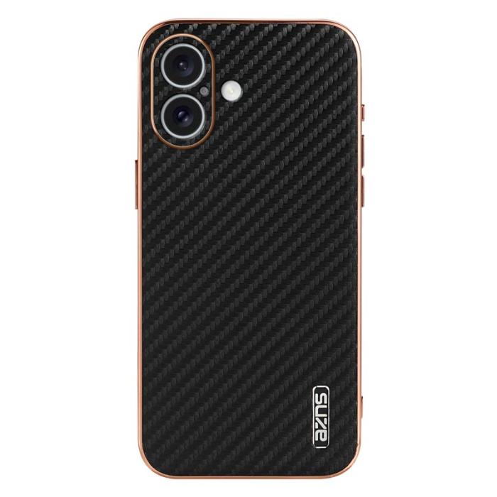 AZNS - AZNS iPhone 16 Plus Fodral - Elektroplätering Kolfiber PU+TPU - Svart