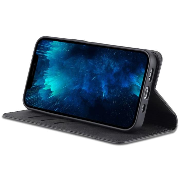 AZNS - AZNS iPhone 16 Pro Fodral - Dold Magnetisk PU Läder - Svart
