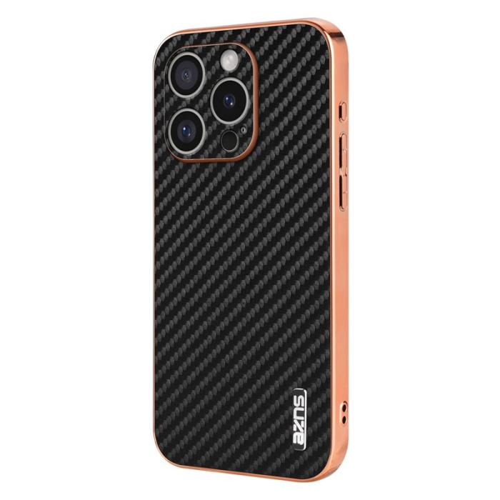 AZNS - AZNS iPhone 16 Pro Fodral Electroplating Carbon Fiber PU+TPU - Svart