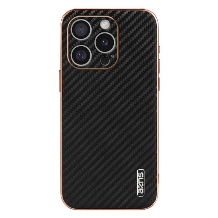 AZNS - AZNS iPhone 16 Pro Fodral Electroplating Carbon Fiber PU+TPU - Svart