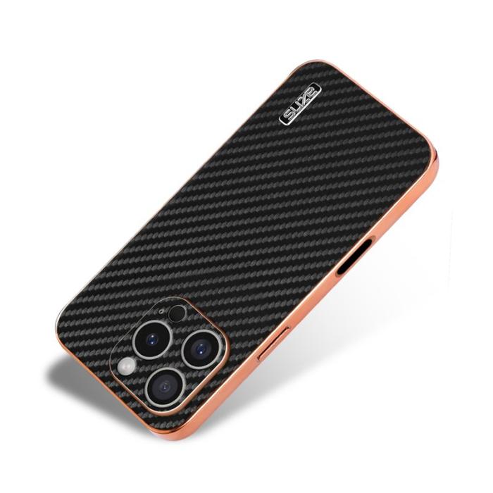 AZNS - AZNS iPhone 16 Pro Fodral Electroplating Carbon Fiber PU+TPU - Svart
