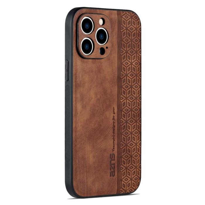 AZNS - AZNS iPhone 16 Pro Fodral Skyddande PU Läder - Brun
