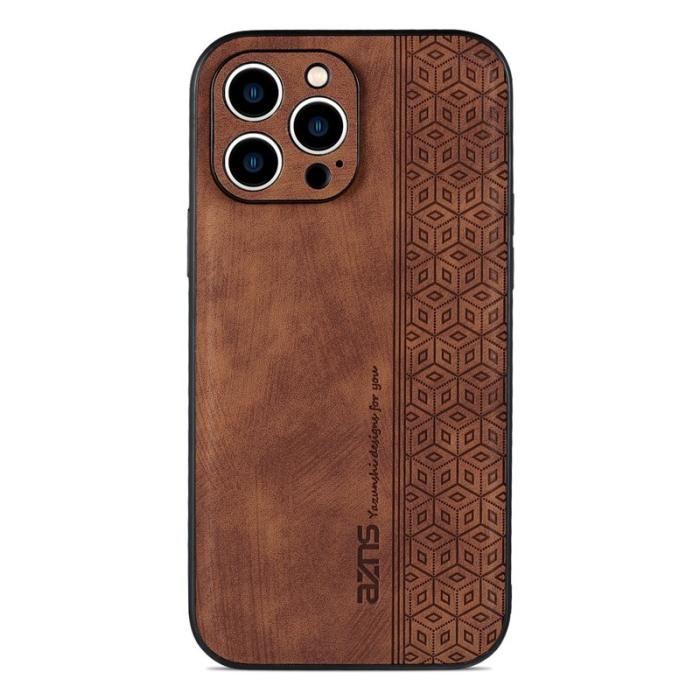 AZNS - AZNS iPhone 16 Pro Fodral Skyddande PU Läder - Brun