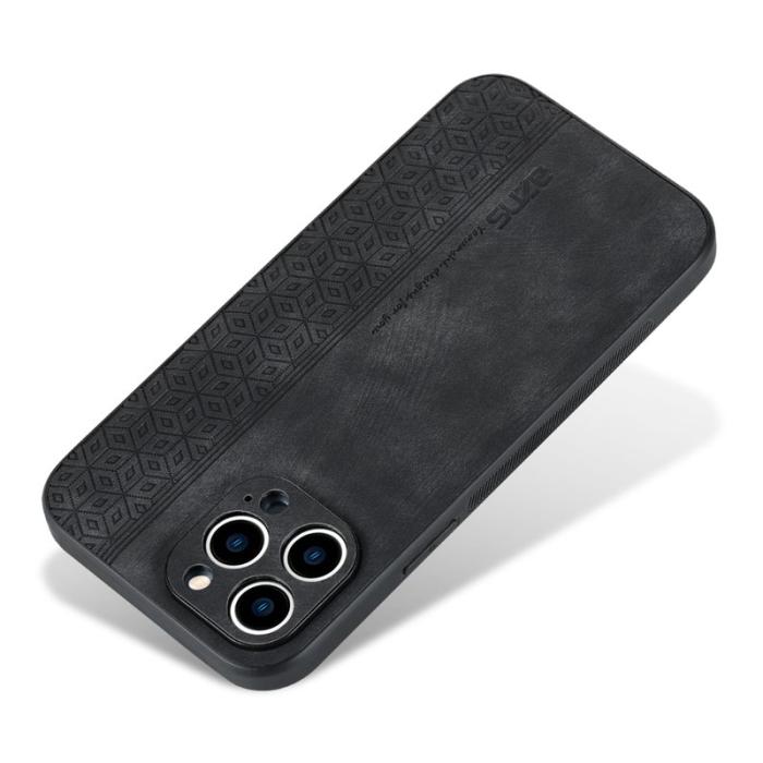 AZNS - AZNS iPhone 16 Pro Fodral Skyddande PU Läder - Svart