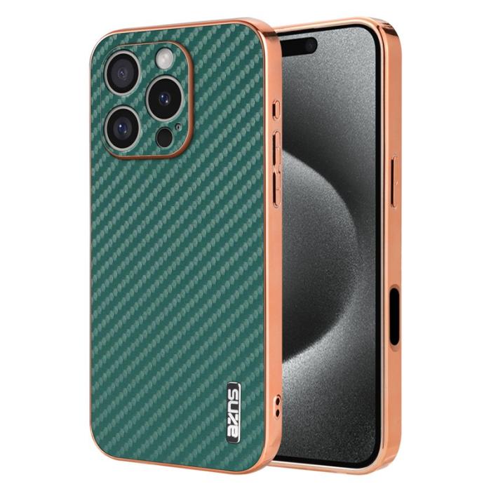AZNS - AZNS iPhone 16 Pro Max Fodral Äkta kolfiber PU+TPU - Grön