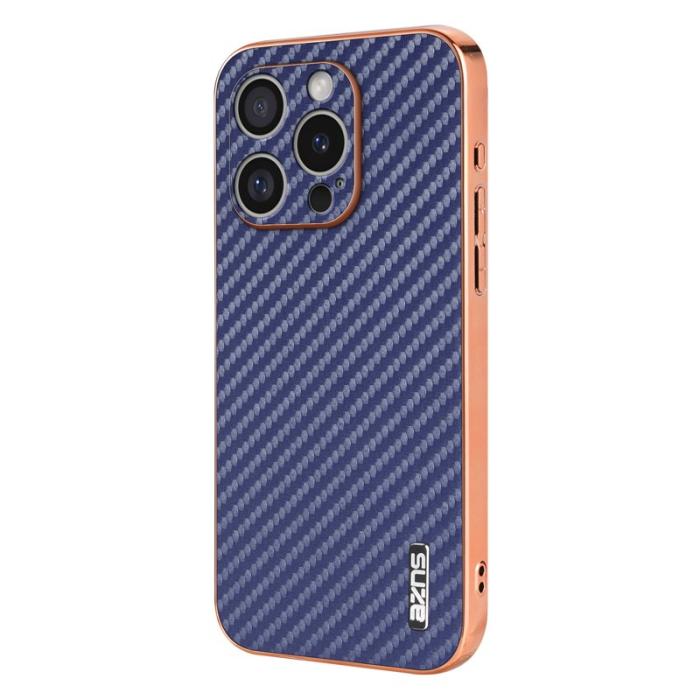AZNS - AZNS iPhone 16 Pro Max Fodral Electroplating Carbon Fiber - Blå