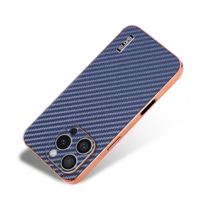 AZNS - AZNS iPhone 16 Pro Max Fodral Electroplating Carbon Fiber - Blå