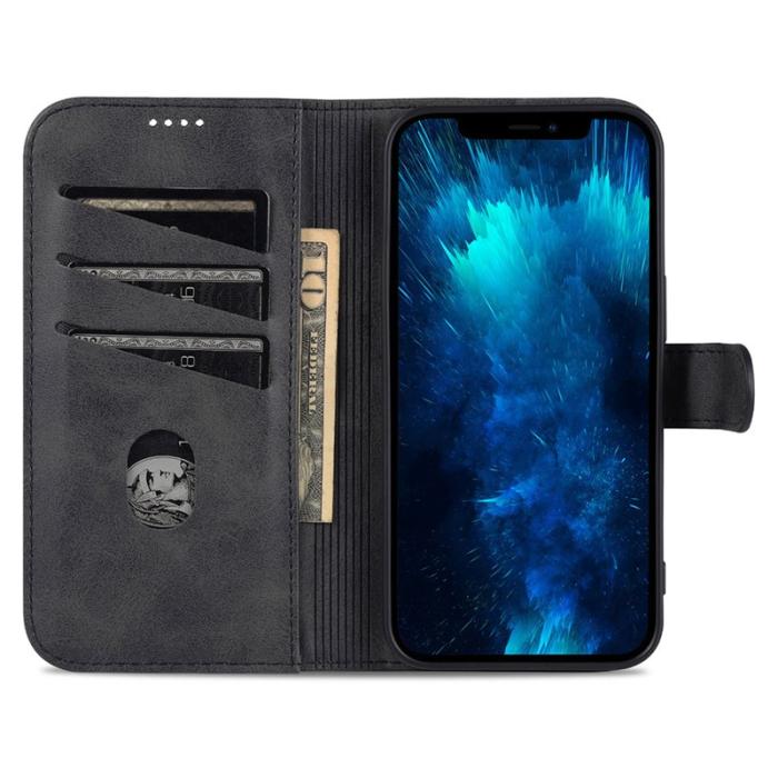 AZNS - AZNS iPhone 16 Pro Max Fodral PU Läder Plånboksfodral - Svart