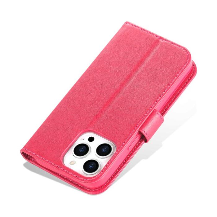 AZNS - AZNS iPhone 16 Pro Stand Fodral Anti-Drop PU Läder - Röd