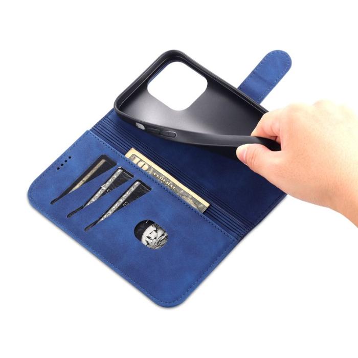 AZNS - AZNS iPhone 16 Pro Wallet Fodral Shockproof PU Läder - Blå