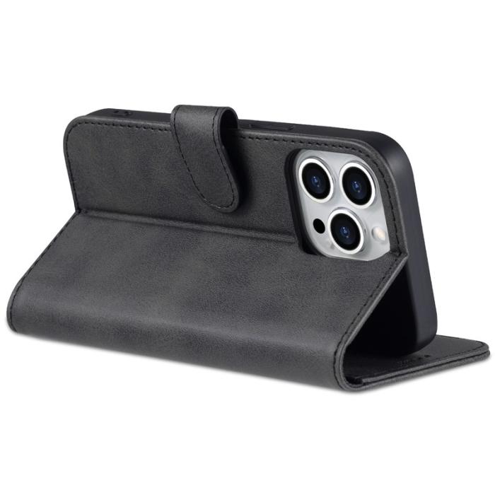 AZNS - AZNS iPhone 16 Pro Wallet Fodral Shockproof PU Läder - Svart
