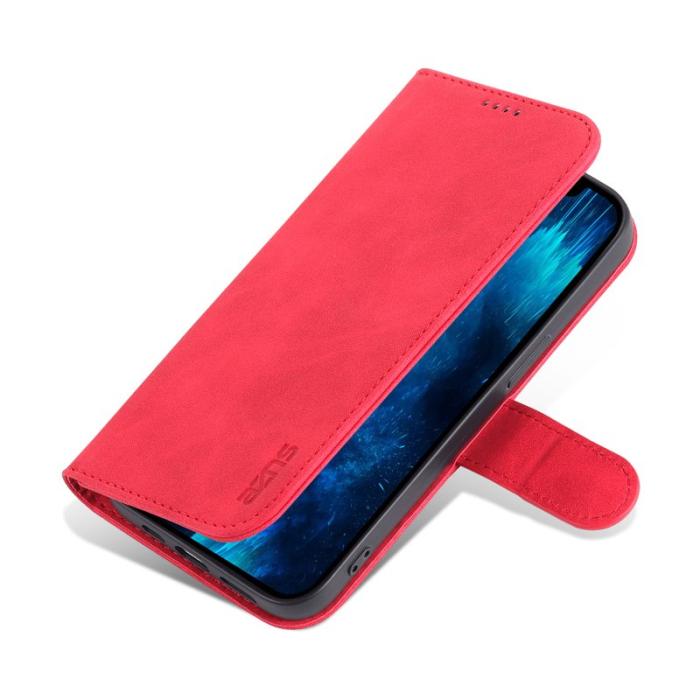 AZNS - AZNS iPhone 16 Pro Wallet Fodral Shockproof PU Leather - Röd