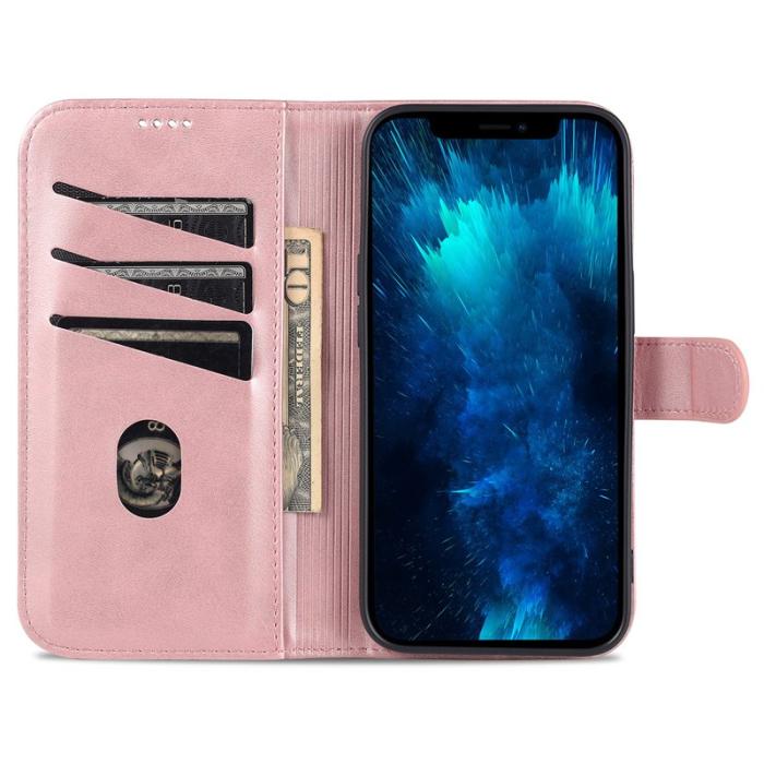 AZNS - AZNS iPhone 16 Pro Wallet Fodral Shockproof PU Leather - Rose Gold