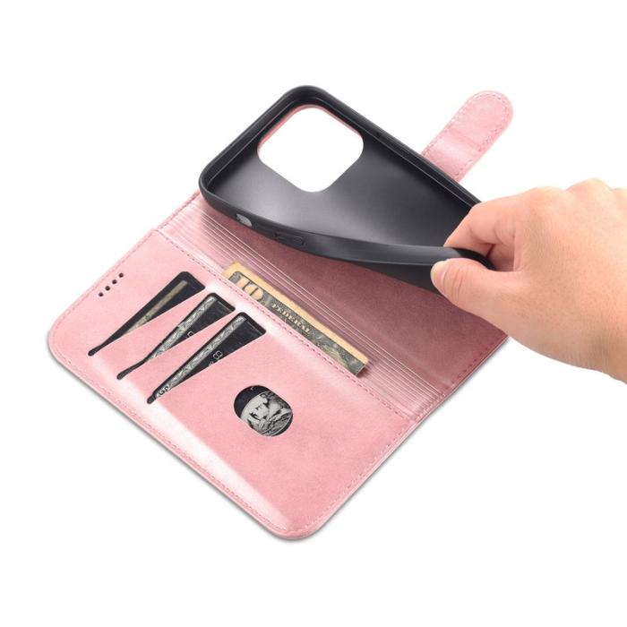 AZNS - AZNS iPhone 16 Pro Wallet Fodral Shockproof PU Leather - Rose Gold