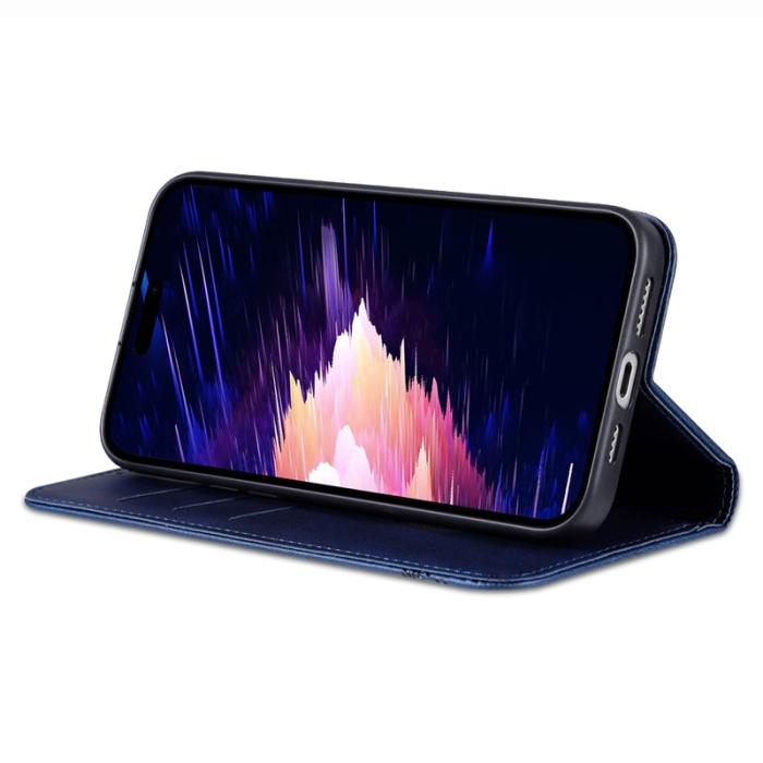 AZNS - AZNS iPhone 16e Fodral Äkta läder Plånboksfodral - Blå