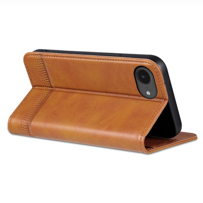 AZNS - AZNS iPhone 16e Fodral Äkta läder Plånboksfodral - Brun