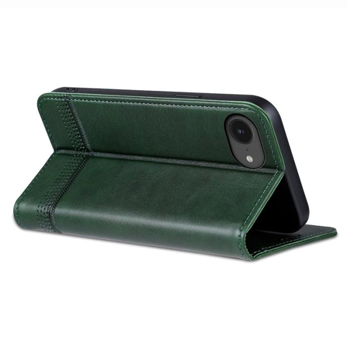 AZNS - AZNS iPhone 16e Fodral Äkta läder Plånboksfodral - Grön