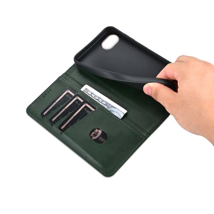 AZNS - AZNS iPhone 16e Fodral Äkta läder Plånboksfodral - Grön