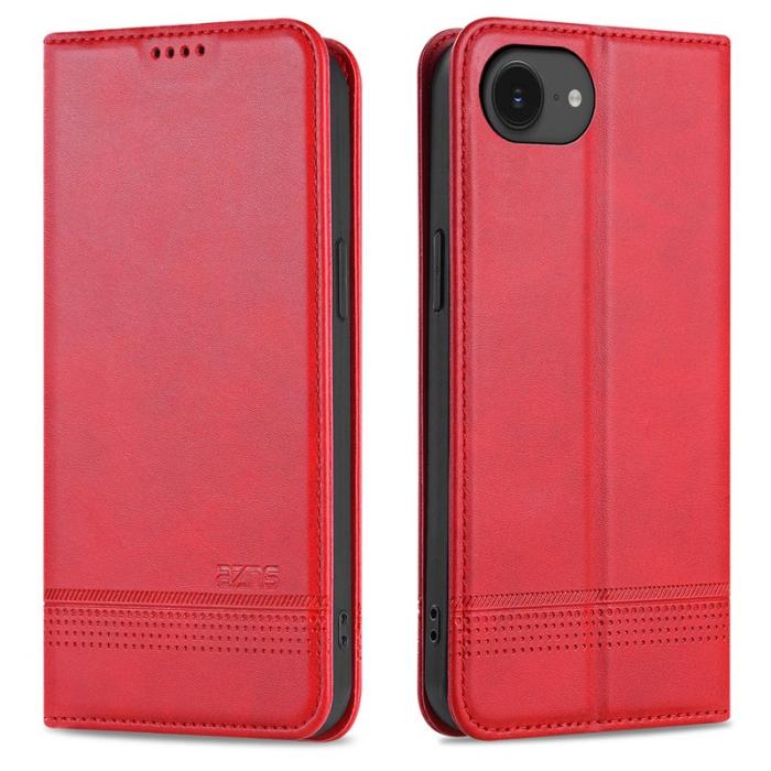 AZNS - AZNS iPhone 16e Fodral Äkta läder Plånboksfodral - Röd