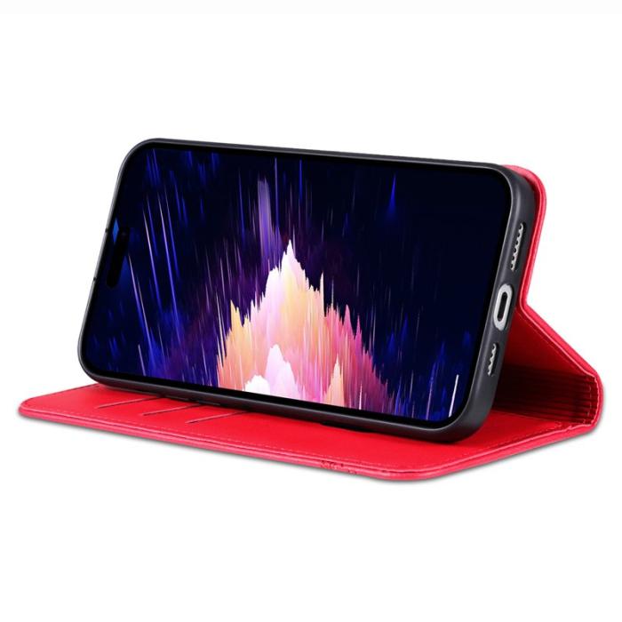 AZNS - AZNS iPhone 16e Fodral Äkta läder Plånboksfodral - Röd