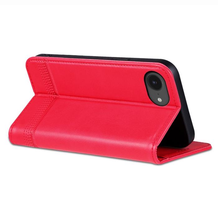 AZNS - AZNS iPhone 16e Fodral Äkta läder Plånboksfodral - Röd