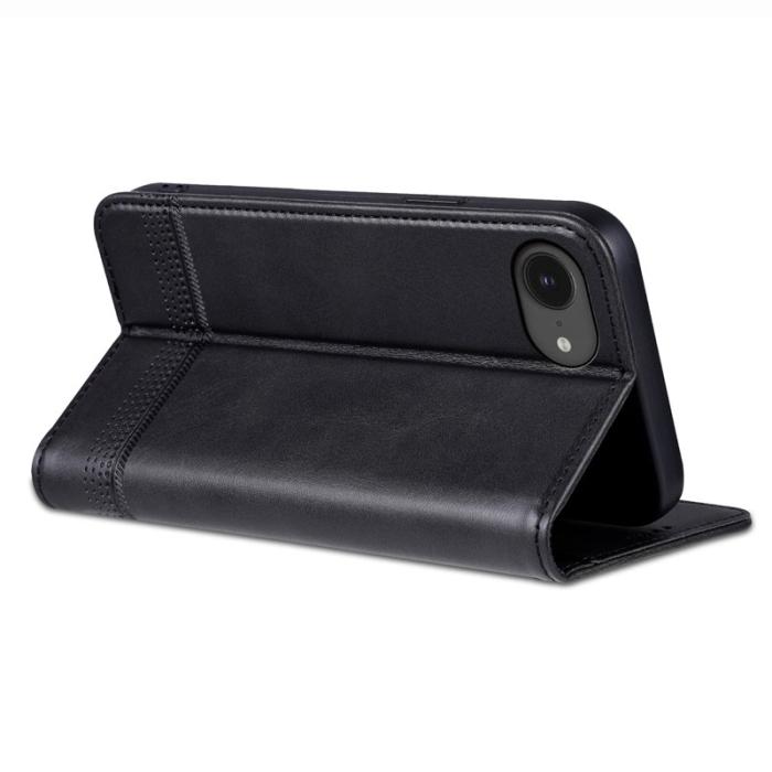 AZNS - AZNS iPhone 16e Fodral Äkta läder Plånboksfodral - Svart