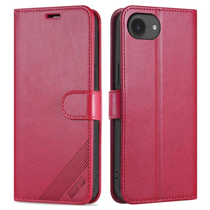 AZNS - AZNS iPhone 16e Fodral Anti-Scratch Konstläder - Röd