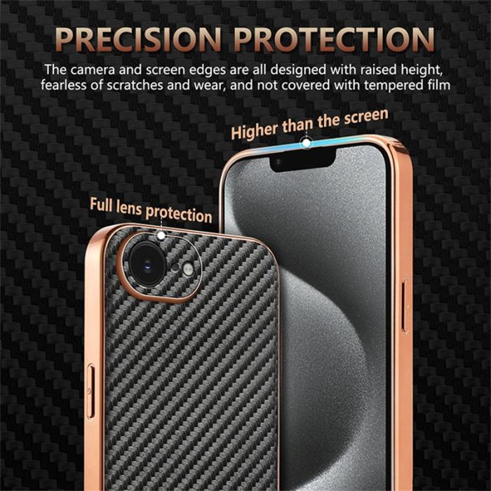 AZNS - AZNS iPhone 16e Fodral Electroplating Kolfiber PU + TPU - Svart