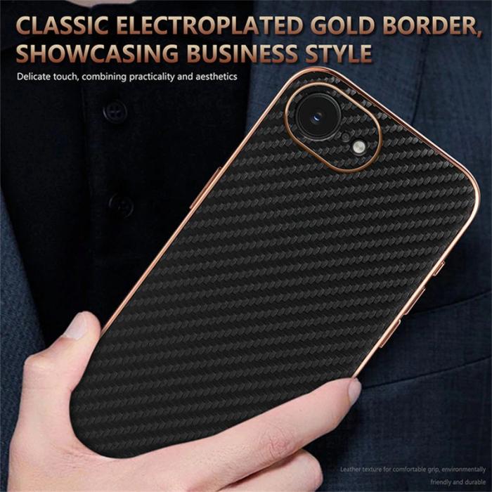 AZNS - AZNS iPhone 16e Fodral Electroplating Kolfiber PU + TPU - Svart