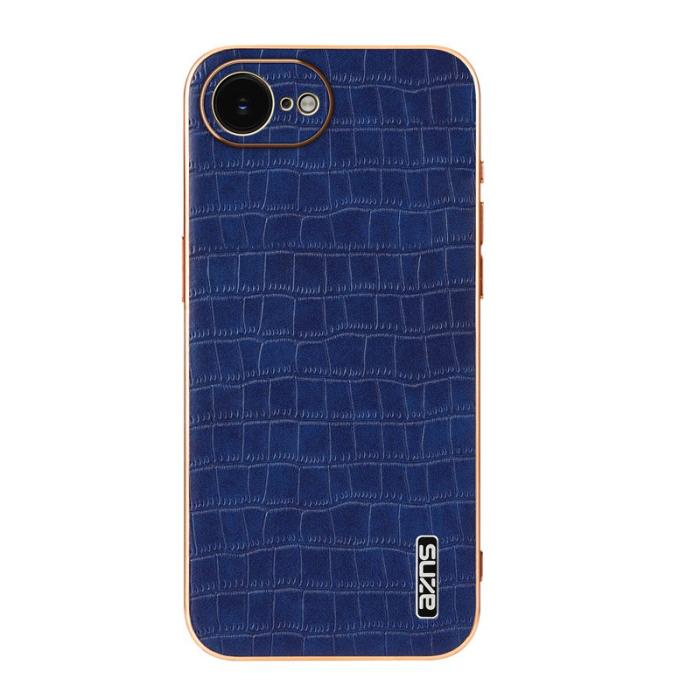 AZNS - AZNS iPhone 16e Fodral Electroplating Krokodil PU + TPU - Blå