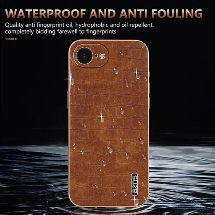 AZNS - AZNS iPhone 16e Fodral Electroplating Krokodil PU + TPU - Grön