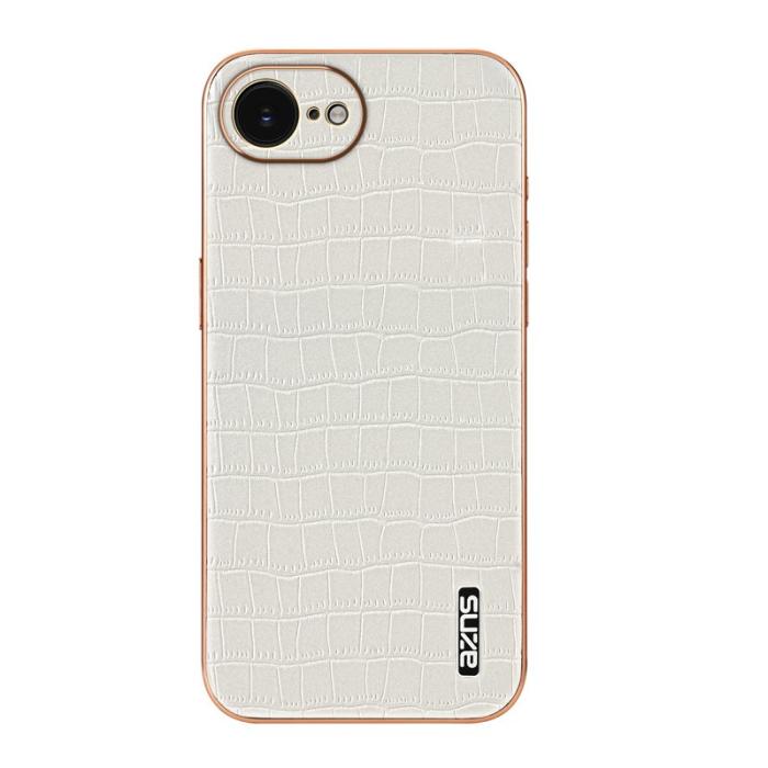 AZNS - AZNS iPhone 16e Fodral Electroplating Krokodil PU + TPU - Vit