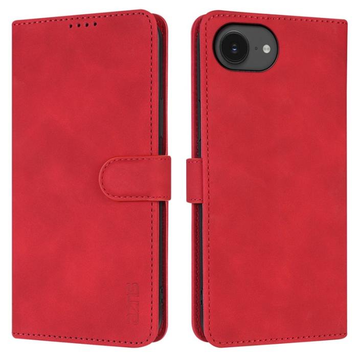 AZNS - AZNS iPhone 16e Fodral PU Läder Plånboksfodral - Röd